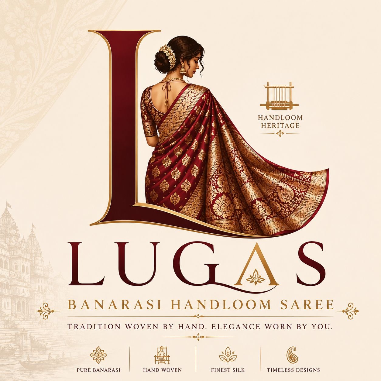 Artisans weaving a Banarasi saree